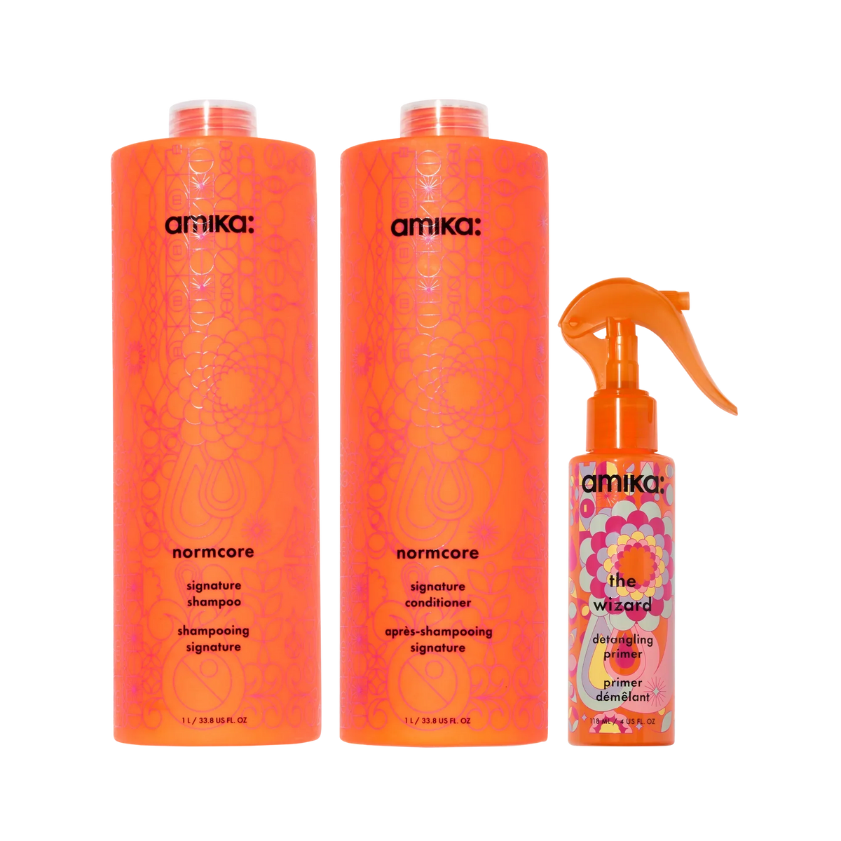 super-sized signature set normcore nourishing shampoo + conditioner + the wizard detangling primer (original wizard)