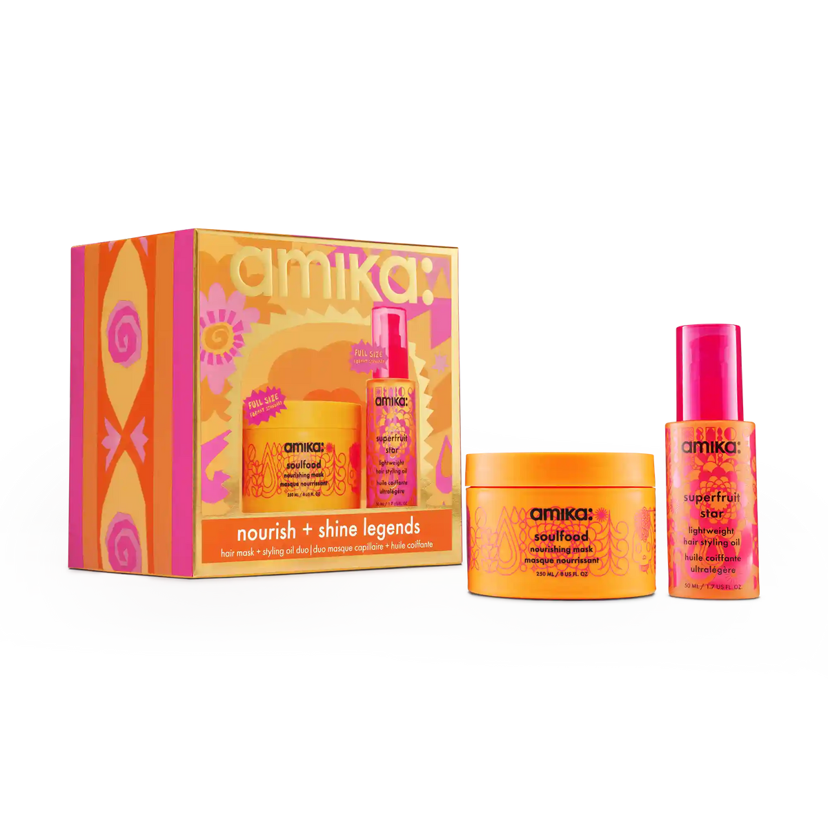 nourish + shine legends mask + hair oil set
